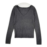 VERMEIL par iena 肩パッド Vネック ニットソー セーター ニット チャコールグレー レディース ヴェルメイユパーイエナ【中古】5-1009T∞