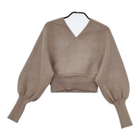 la belle Etude カシュクールニット ショート丈 セーター ニット グレージュ レディース ラベルエチュード【中古】5-1009T∞