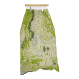 AMERI UND RUST ART KNIT SKIRT ニット ロングスカート グリーン ベージュ レディース アメリ【中古】5-1009T∞