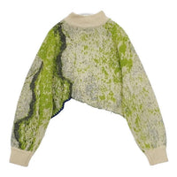 AMERI UND RUST ART KNIT TOP セーター ニット グリーン ベージュ レディース アメリ【中古】5-1009T∞