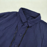 antiqua YA-00352 長袖 シャツワンピース ワイド レーヨン ワンピース ネイビー レディース アンティカ【中古】5-1021M△