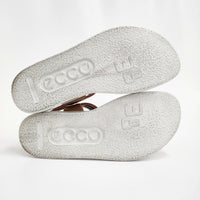 ecco FLOWT W ヌバックレザー サイズ38 定価20900円 ストラップ フラット サンダル キャメル レディース エコー【中古】5-0628S♪