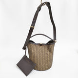 ZANCHETTI AMLETO BUCKET ジャガード バケツバッグ ショルダーバッグ ベージュ レディース ザンケッティ【中古】5-0628G♪
