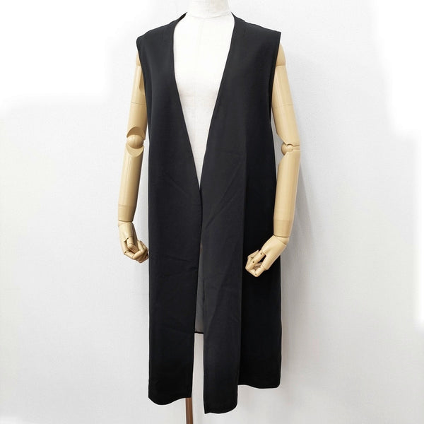 COMME CA TCポンチ ジレ ロング 定価36300円 34-33VK06 サイズ15 大きいサイズ ベスト 25SS ブラック レディース コムサ【中古】5-0710M♪