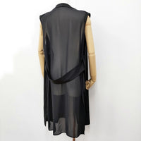 COMME CA TCポンチ ジレ ロング 定価36300円 34-33VK06 サイズ15 大きいサイズ ベスト 25SS ブラック レディース コムサ【中古】5-0710M♪
