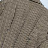 ISSEY MIYAKE IM73-FD022 ポリエステル ステッチ ジャケット ブラウン レディース イッセイミヤケ【中古】5-1124M∞