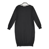 evam eva E161K120 長袖 ニット コットン サイズ1 日本製 ワンピース ブラック レディース エヴァムエヴァ【中古】5-0801M△