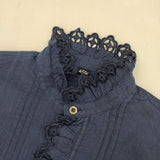 45R/45rpm 藍インドカディdeカットワークブラウス 定価52800円 インディゴ ブラウス シャツ ネイビー レディース フォーティーファイブアールピーエム【中古】5-1106M∞