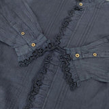 45R/45rpm 藍インドカディdeカットワークブラウス 定価52800円 インディゴ ブラウス シャツ ネイビー レディース フォーティーファイブアールピーエム【中古】5-1106M∞