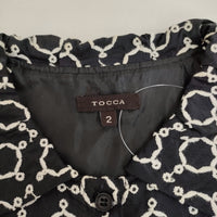 TOCCA 刺繍 サイズ2 シャツ ワンピース ブラック ホワイト レディース トッカ【中古】5-0725S♪
