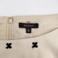 TOCCA 【洗える！】FLOWER POP ドレス刺繍 定価49500円 サイズ0 リボン ワンピース 22SS ベージュ レディース トッカ【中古】5-0716S♪