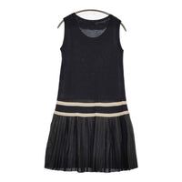 anatelier プリーツ ニット 切替 ノースリーブ サイズ38 ワンピース ブラック レディース アナトリエ【中古】5-0716S♪