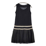 anatelier プリーツ ニット 切替 ノースリーブ サイズ38 ワンピース ブラック レディース アナトリエ【中古】5-0716S♪