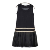 anatelier プリーツ ニット 切替 ノースリーブ サイズ38 ワンピース ブラック レディース アナトリエ【中古】5-0716S♪