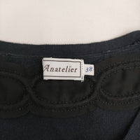 anatelier プリーツ ニット 切替 ノースリーブ サイズ38 ワンピース ブラック レディース アナトリエ【中古】5-0716S♪