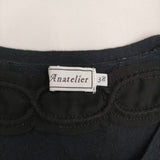 anatelier プリーツ ニット 切替 ノースリーブ サイズ38 ワンピース ブラック レディース アナトリエ【中古】5-0716S♪