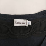 anatelier プリーツ ニット 切替 ノースリーブ サイズ38 ワンピース ブラック レディース アナトリエ【中古】5-0716S♪