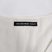 VIVIENNE TAM 刺繍 パワーネット Vネック ノースリーブ ワンピース ブラック ホワイト レディース ヴィヴィアンタム【中古】5-0716S♪