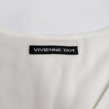VIVIENNE TAM 刺繍 パワーネット Vネック ノースリーブ ワンピース ブラック ホワイト レディース ヴィヴィアンタム【中古】5-0716S♪