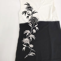 VIVIENNE TAM 刺繍 パワーネット Vネック ノースリーブ ワンピース ブラック ホワイト レディース ヴィヴィアンタム【中古】5-0716S♪