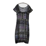 MAX MARA サイズM スクエアネック フレンチスリーブ レーヨン ワンピース ネイビー パープル レディース マックスマーラ【中古】5-0716S♪