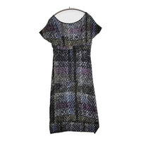 MAX MARA サイズM スクエアネック フレンチスリーブ レーヨン ワンピース ネイビー パープル レディース マックスマーラ【中古】5-0716S♪