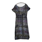 MAX MARA サイズM スクエアネック フレンチスリーブ レーヨン ワンピース ネイビー パープル レディース マックスマーラ【中古】5-0716S♪