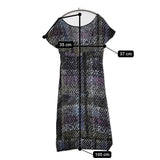 MAX MARA サイズM スクエアネック フレンチスリーブ レーヨン ワンピース ネイビー パープル レディース マックスマーラ【中古】5-0716S♪