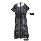 MAX MARA サイズM スクエアネック フレンチスリーブ レーヨン ワンピース ネイビー パープル レディース マックスマーラ【中古】5-0716S♪