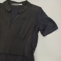 MAX MARA SPORTMAX CODE 切替 ピンタック 半袖 サイズM ワンピース ブラック レディース マックスマーラ【中古】5-0716S♪