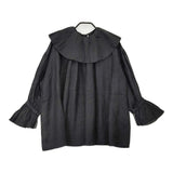 nest Robe 01222-1202 ラミー付け襟 22SS ギャザー 長袖 ブラウス シャツ ブラック レディース ネストローブ【中古】5-0801M△