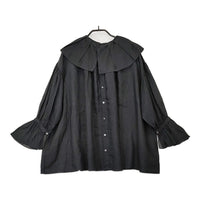 nest Robe 01222-1202 ラミー付け襟 22SS ギャザー 長袖 ブラウス シャツ ブラック レディース ネストローブ【中古】5-0801M△