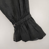 nest Robe 01222-1202 ラミー付け襟 22SS ギャザー 長袖 ブラウス シャツ ブラック レディース ネストローブ【中古】5-0801M△