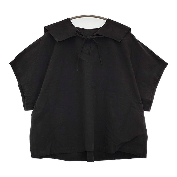 nest Robe コットンリネンマイクロウェザー セーラーブラウス 01233-1413 定価25300円 シャツ ブラック レディース ネストローブ【中古】5-0716S♪