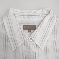 MARGARET HOWELL 578-11582031 2 コットンリネンストライプ ハーフスリーブ シャツ ホワイト レディース マーガレットハウエル【中古】5-0725S♪