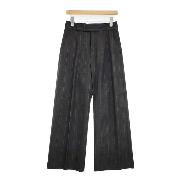 MARGARET HOWELL/FOX BROTHERS WIDE STRIPE FINE WOOL 定価62700円 スラックスパンツ 23AW Cグレー レディース マーガレットハウエル/フォックスブラザーズ【中古】5-1026G♪