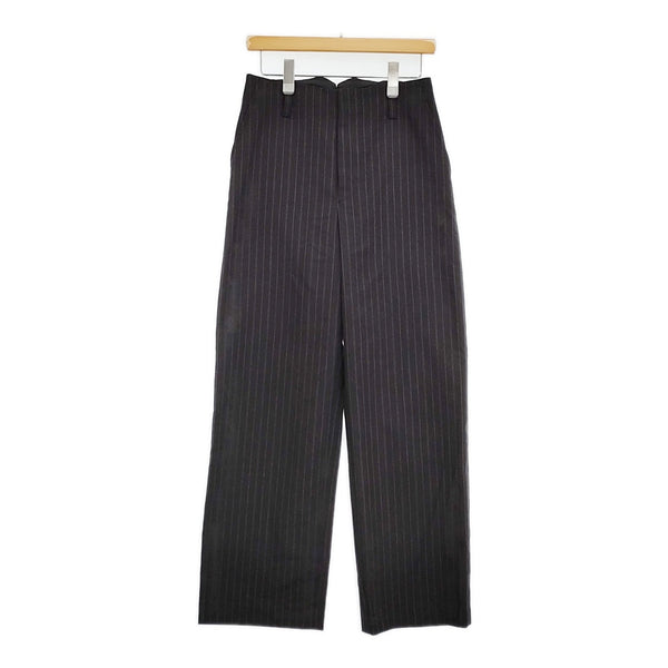 MARGARET HOWELL/FOX BROTHERS 250周年 STRIPE WOOL PLAINWEAVE 定価57200円 パンツ 22AW ブラック レディース マーガレットハウエル/フォックスブラザーズ【中古】5-1026T♪
