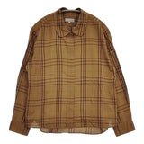 MARGARET HOWELL 578-9253019 COTTON SILK CHECK 定価30240円 丸襟 長袖シャツ ブラウン レディース マーガレットハウエル【中古】5-1021M△