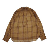 MARGARET HOWELL 578-9253019 COTTON SILK CHECK 定価30240円 丸襟 長袖シャツ ブラウン レディース マーガレットハウエル【中古】5-1021M△