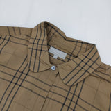MARGARET HOWELL 578-9253019 COTTON SILK CHECK 定価30240円 丸襟 長袖シャツ ブラウン レディース マーガレットハウエル【中古】5-1021M△