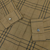 MARGARET HOWELL 578-9253019 COTTON SILK CHECK 定価30240円 丸襟 長袖シャツ ブラウン レディース マーガレットハウエル【中古】5-1021M△