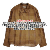 MARGARET HOWELL 578-9253019 COTTON SILK CHECK 定価30240円 丸襟 長袖シャツ ブラウン レディース マーガレットハウエル【中古】5-1021M△