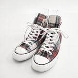 CONVERSE 100 WOOLCHECK HI WHITE オールスター タータンチェック 定価9180円 ハイカット 25.5cm スニーカー レッド グリーン レディース コンバース【中古】5-1119T◎