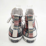 CONVERSE 100 WOOLCHECK HI WHITE オールスター タータンチェック 定価9180円 ハイカット 25.5cm スニーカー レッド グリーン レディース コンバース【中古】5-1119T◎