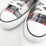 CONVERSE 100 WOOLCHECK HI WHITE オールスター タータンチェック 定価9180円 ハイカット 25.5cm スニーカー レッド グリーン レディース コンバース【中古】5-1119T◎