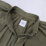 (g) コットンタイプライターギャザーブラウス 長袖 サイズF 日本製 ワイド ブラウス シャツ カーキ レディース グラム【中古】5-1021M△