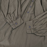 (g) コットンタイプライターギャザーブラウス 長袖 サイズF 日本製 ワイド ブラウス シャツ カーキ レディース グラム【中古】5-1021M△