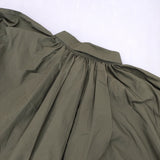 (g) コットンタイプライターギャザーブラウス 長袖 サイズF 日本製 ワイド ブラウス シャツ カーキ レディース グラム【中古】5-1021M△