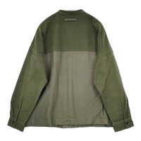 prit ネル×ドビーネル 切替スタンドカラーポケットワイドシャツ 定価15180円 製品洗い 長袖シャツ グリーン レディース プリット【中古】5-1013T∞