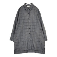 MIDIUMISOLID ウール チェック ロングシャツ シャツチュニック 長袖シャツ グレー レディース ミディウミソリッド【中古】5-1013T∞